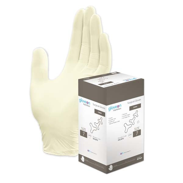 Hamilton Gloveon Latex Sterile Powder Free Gloves Size 7, Box of 50