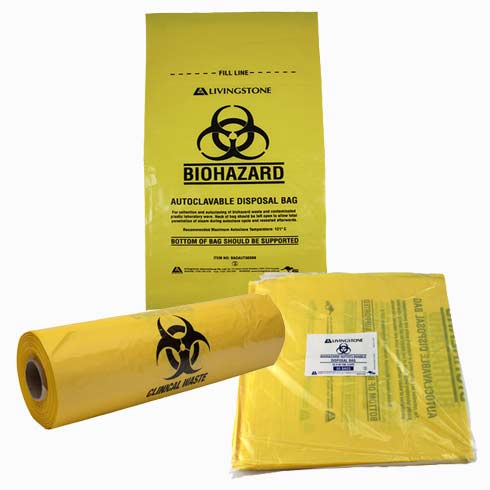 Biohazard Waste Bag, Recyclable, Yellow - All Sizes