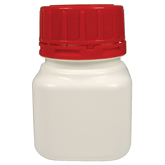 Bottle T/E Square W/N HDPE -  with PP Tamper Evident Red Cap