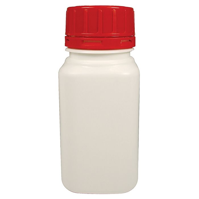 Bottle T/E Square W/N HDPE -  with PP Tamper Evident Red Cap