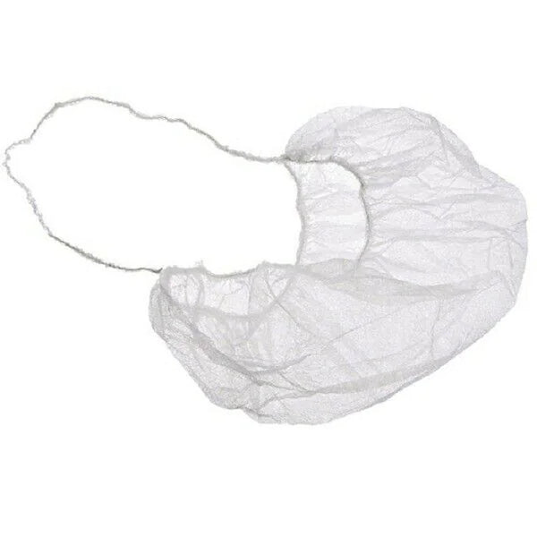 Beard Cover, Disposable, White, One Loop (behind head), 12GSM,PK100