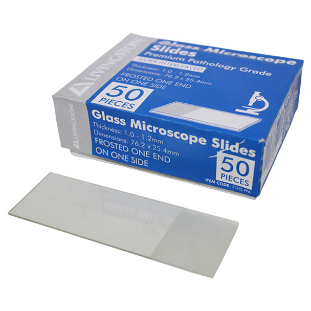 Premium Pathology Grade Microscope Glass Slide, 76.2mm x 25.4mm, Interleaved, 50 per Pack - All Types