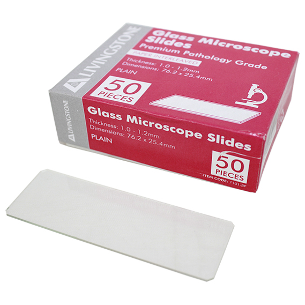 Premium Pathology Grade Microscope Glass Slide, 76.2mm x 25.4mm, Interleaved, 50 per Pack - All Types