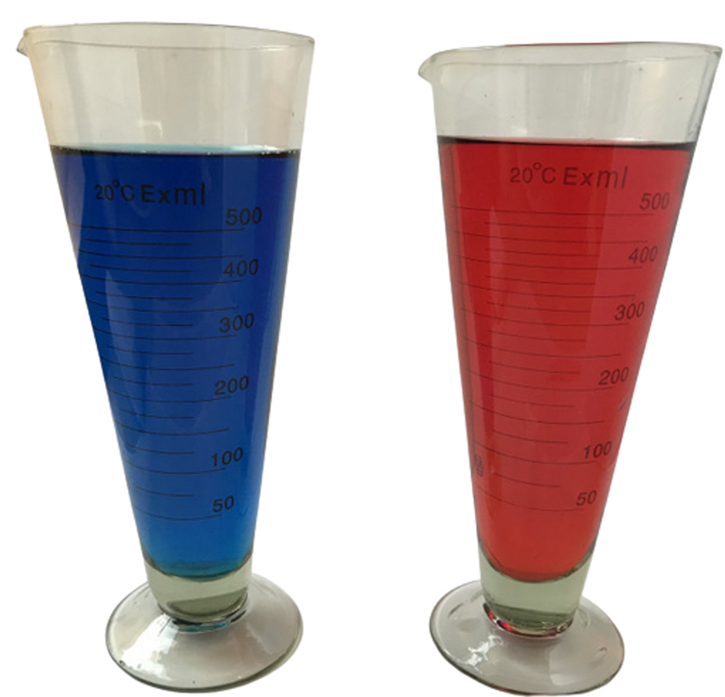 Conical Measuring Cylinders Glass, Round Base with Spout, Amber Stain Graduation - All Sizes