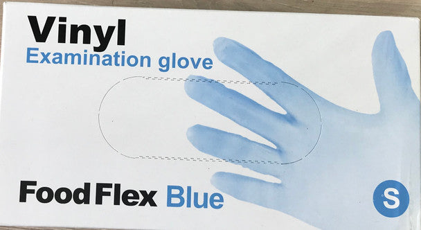 Vinyl Examination Gloves Blue, Powder Free Non-Sterile - All Sizes