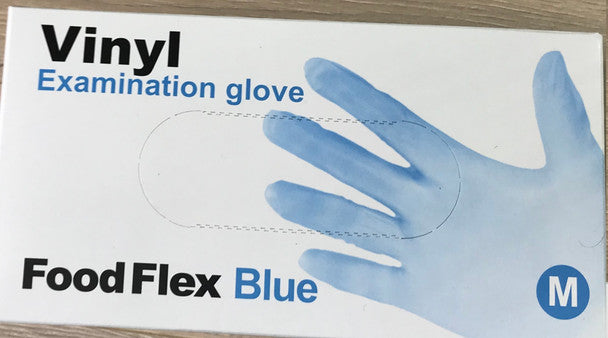 Vinyl Examination Gloves Blue, Powder Free Non-Sterile - All Sizes