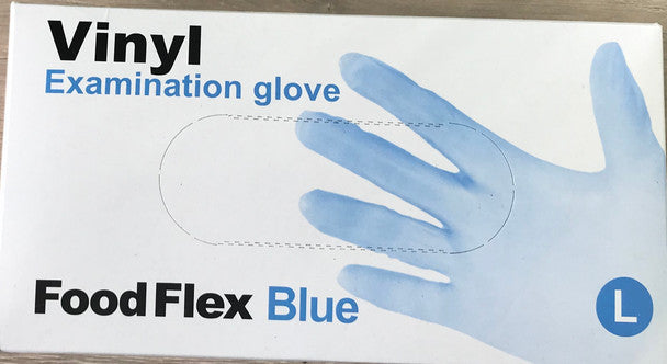 Vinyl Examination Gloves Blue, Powder Free Non-Sterile - All Sizes