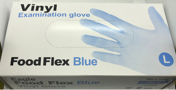 Vinyl Examination Gloves Blue, Powder Free Non-Sterile - All Sizes