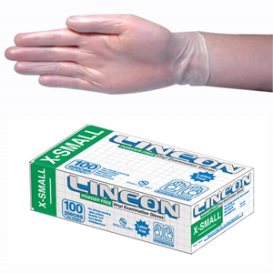 Lincon Vinyl Gloves, Recyclable, Powder Free, Clear, HACCP Grade - All Sizes