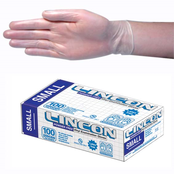 Lincon Vinyl Gloves, Recyclable, Powder Free, Clear, HACCP Grade - All Sizes