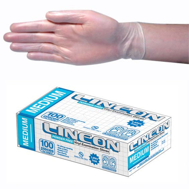 Lincon Vinyl Gloves, Recyclable, Powder Free, Clear, HACCP Grade - All Sizes