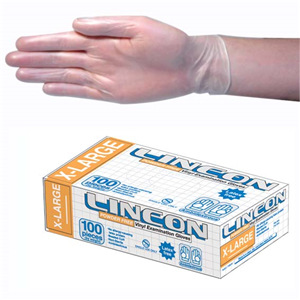 Lincon Vinyl Gloves, Recyclable, Powder Free, Clear, HACCP Grade - All Sizes