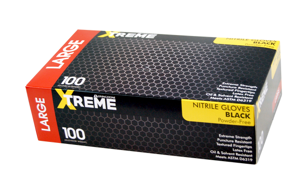 Xtreme Thick Heavy Duty Nitrile Gloves, Powder Free, Black - All Sizes