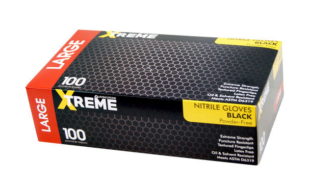 Xtreme Thick Heavy Duty Nitrile Gloves, Powder Free, Black - All Sizes