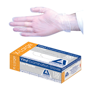 Vinyl Examination Gloves, Recyclable, Low Powder, Clear - All Sizes