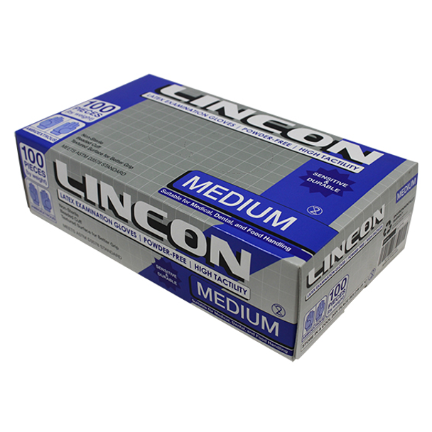 Lincon Biodegradable Latex Examination Gloves, ASTM, Powder Free, Cream Colour - All Sizes