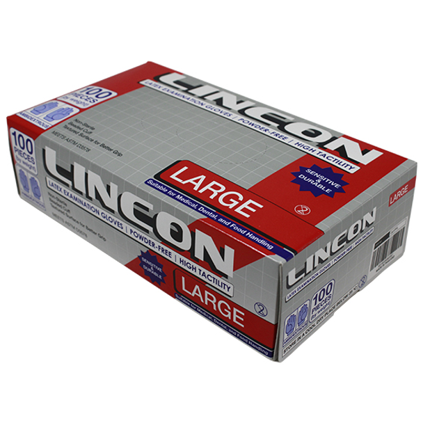 Lincon Biodegradable Latex Examination Gloves, ASTM, Powder Free, Cream Colour - All Sizes