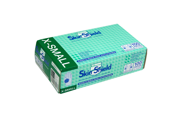 Universal Skin Shield Biodegradable Latex Examination Gloves, ASTM, Powder Free, Cream Colour HACCP Grade - All Sizes