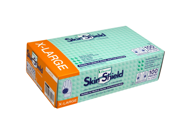 Universal Skin Shield Biodegradable Latex Examination Gloves, ASTM, Powder Free, Cream Colour HACCP Grade - All Sizes