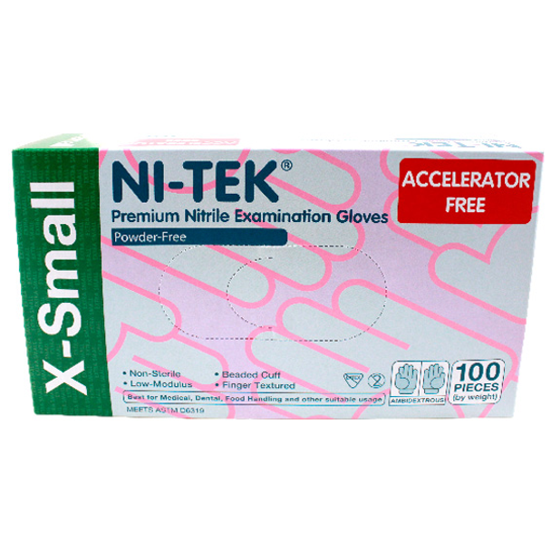 Ni-Tek Nitrile Accelerator Free Gloves, Powder Free, Blueple Colour - All Sizes