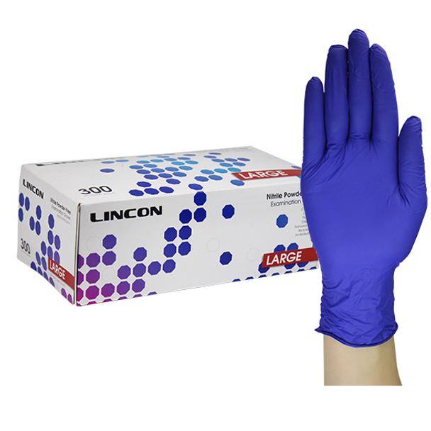 Lincon Nitrile Examination Gloves, Powder Free, Non Sterile, Cobalt Blue Colour - All Sizes