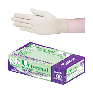 Universal Biodegradable Latex Examination Gloves, AS/NZ, Low Powder, Cream Colour - All Sizes