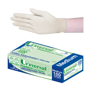 Universal Biodegradable Latex Examination Gloves, AS/NZ, Low Powder, Cream Colour - All Sizes