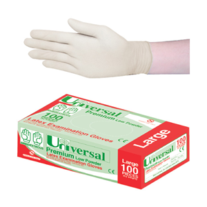 Universal Biodegradable Latex Examination Gloves, AS/NZ, Low Powder, Cream Colour - All Sizes