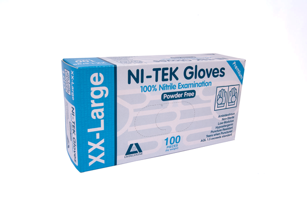 Ni-Tek Nitrile Premium Gloves, AS/NZ, Powder Free, Blue Colour - All Sizes