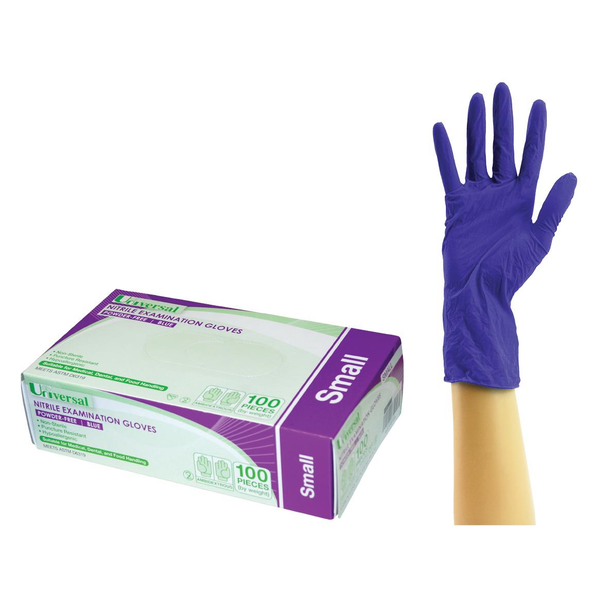 Universal Nitrile Examination Gloves, Powder Free, Cobalt Blue Colour - All Sizes