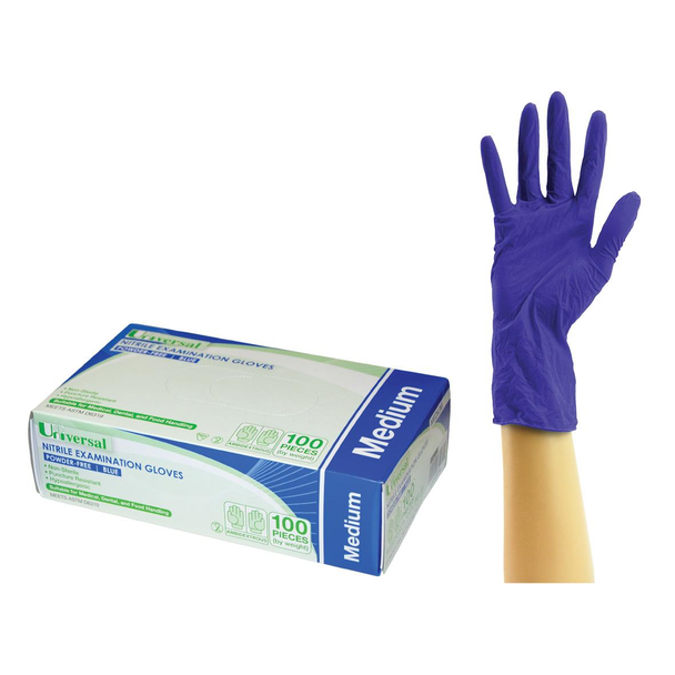 Universal Nitrile Examination Gloves, Powder Free, Cobalt Blue Colour - All Sizes