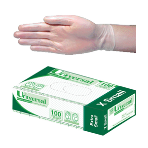 Universal Vinyl Examination Gloves, Recyclable, Powder Free, Clear, HACCP Grade - All Sizes