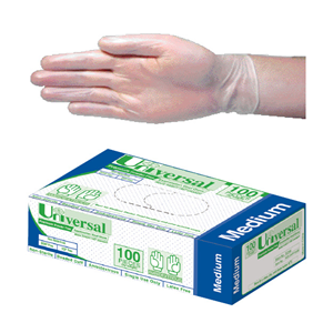 Universal Vinyl Examination Gloves, Recyclable, Powder Free, Clear, HACCP Grade - All Sizes