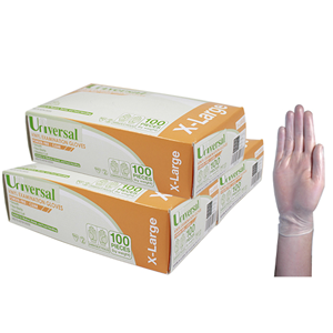 Universal Vinyl Examination Gloves, Recyclable, Powder Free, Clear, HACCP Grade - All Sizes