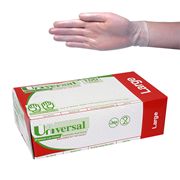 Universal Vinyl Examination Gloves, Recyclable, Low Powder, Clear, HACCP Grade - All Sizes