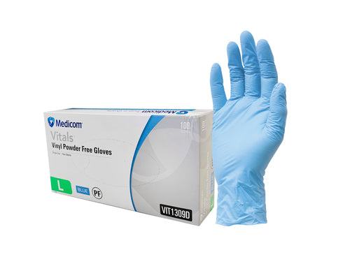 Medicom Vitals Vinyl Gloves Clear, (4.5g), 10Box of 100pcs