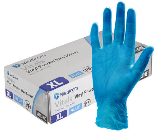 Medicom Vitals Vinyl Gloves Clear, (4.5g), 10Box of 100pcs