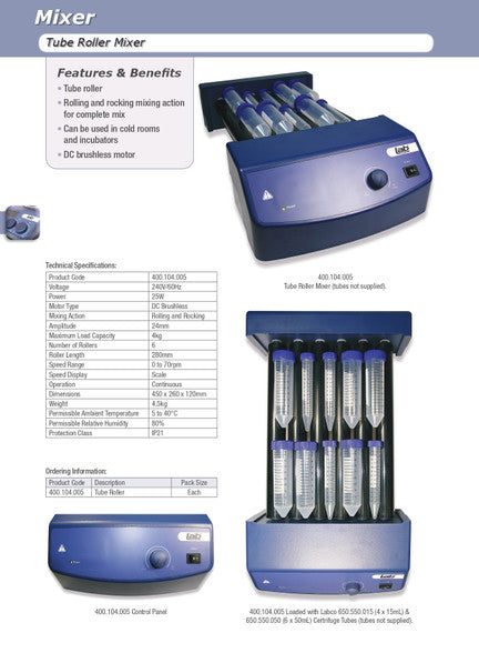 Mixer Tube Roller 5 Position, Speed Range: 0 to 70rpm