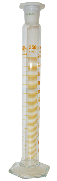 Measuring Mixing Cylinder 250ml Hexagonal Glass Base, Brown