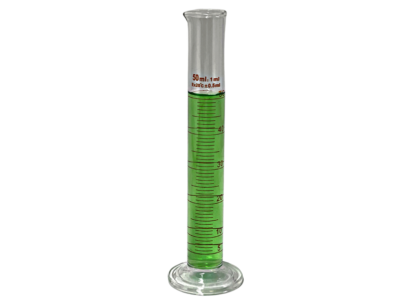 Glass Measuring Cylinders, Round Base, Graduated Tall form with spout - sizes: 50ml - 500ml