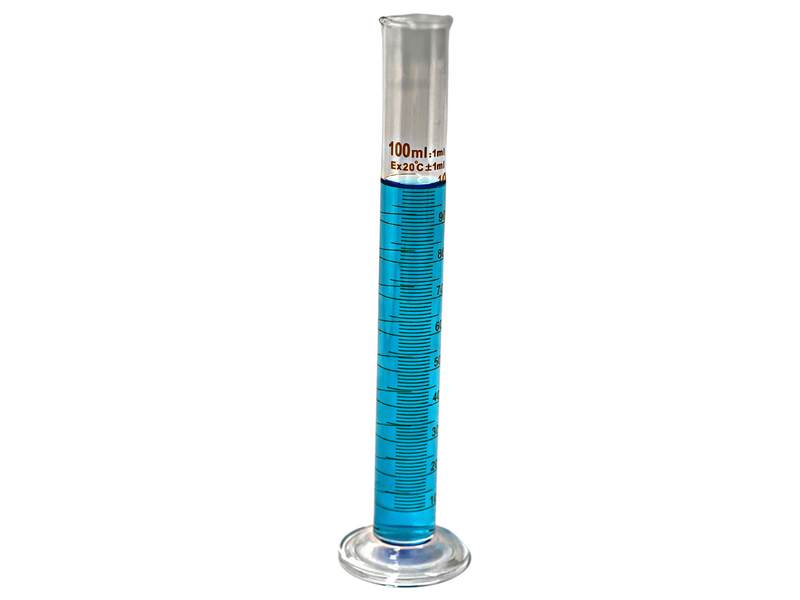 Glass Measuring Cylinders, Round Base, Graduated Tall form with spout - sizes: 50ml - 500ml