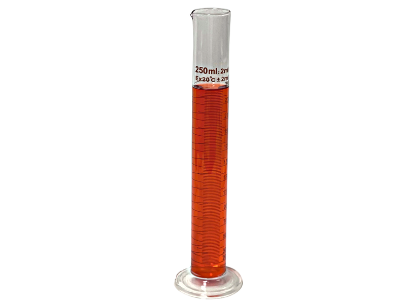 Glass Measuring Cylinders, Round Base, Graduated Tall form with spout - sizes: 50ml - 500ml