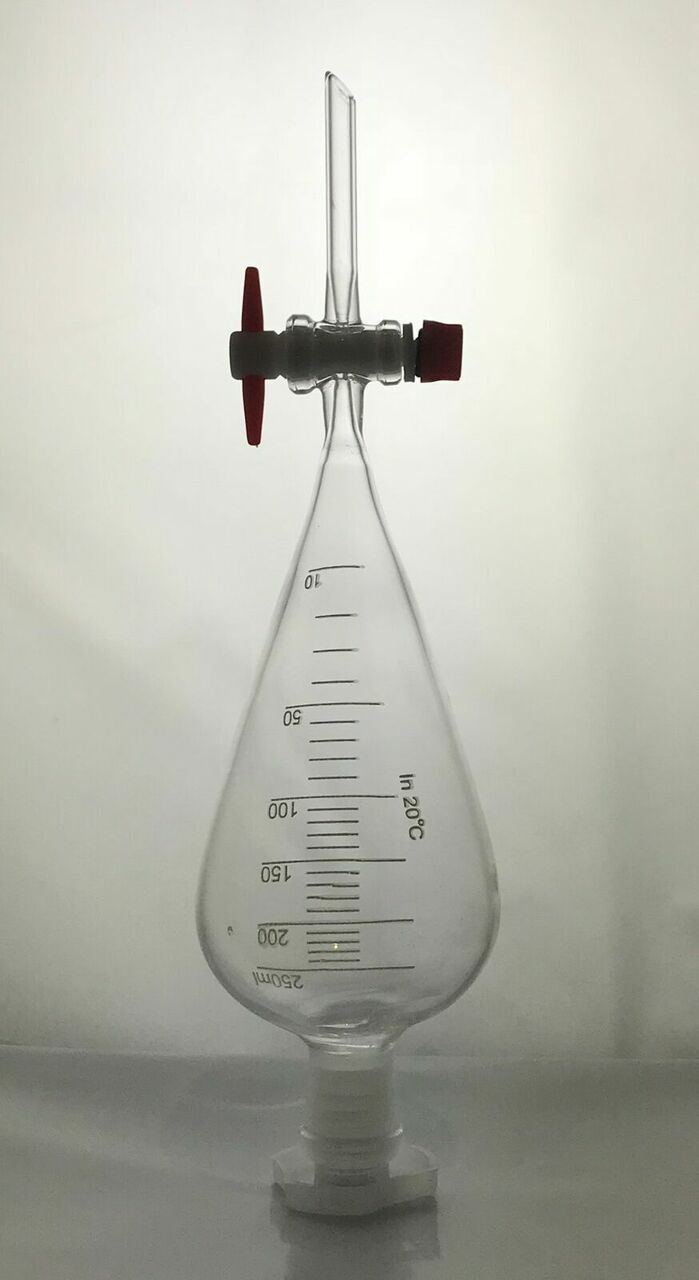 Separating Funnel Squibb PTFE (Teflon) Stopcock Graduated with 19/26 socket Borosilicate Glass- 7 Sizes