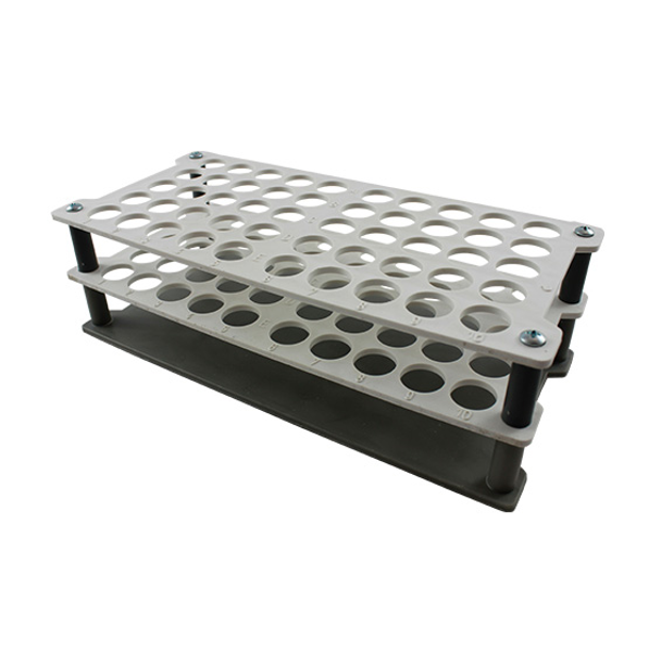 Aptaca Test Tube Rack Stand, Recyclable PP, Test Tube D, 50 Holes, Autoclavable, Stackable, Alphanurmeric Embrossed Grid,Each