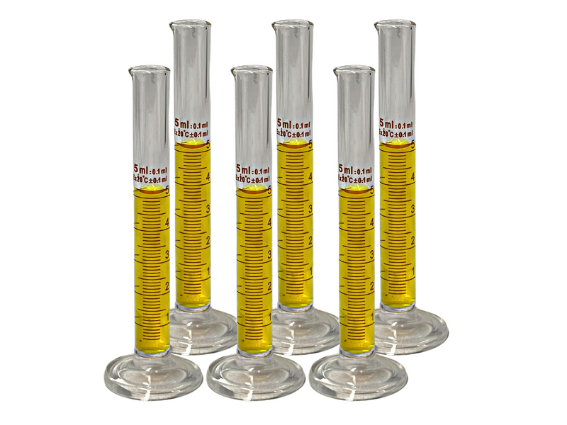 Glass Measuring Cylinders, Round Base, Graduated Tall form with spout - sizes: 50ml - 500ml