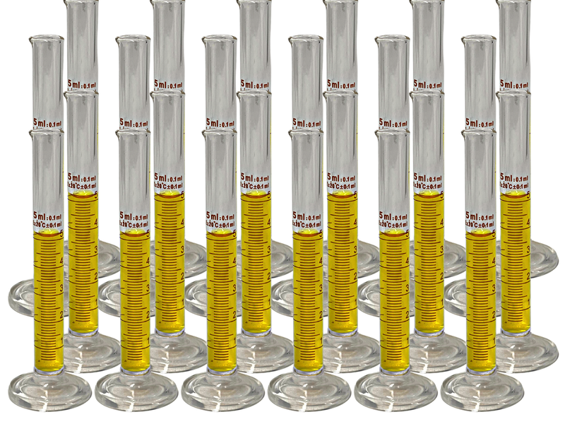 Glass Measuring Cylinders, Round Base, Graduated Tall form with spout - sizes: 50ml - 500ml