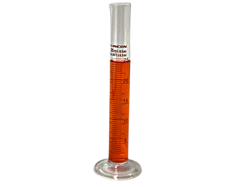 Glass Measuring Cylinders, Round Base, Graduated Tall form with spout - sizes: 50ml - 500ml