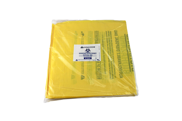 Biohazard Waste Bag, Recyclable, Yellow - All Sizes