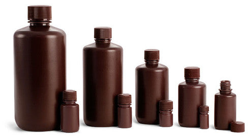 125ml, Storage Bottles, Narrow Mouth, Amber Polyethylene, Cy