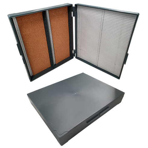 Microslide Recyclable Plastic Case, Holds 100 Slides, 200L x 160W x 35Hmm, Hinged, Each - All Types